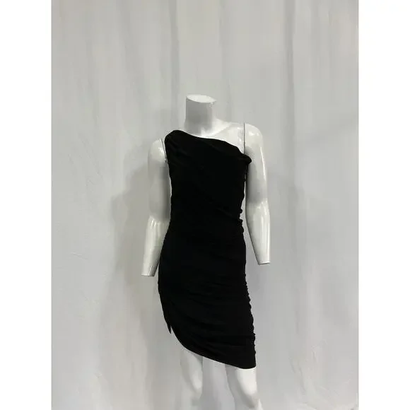 Norma Kamali 'Diana' Black Polyester Mini Dress Size XS - Picture 2 of 5